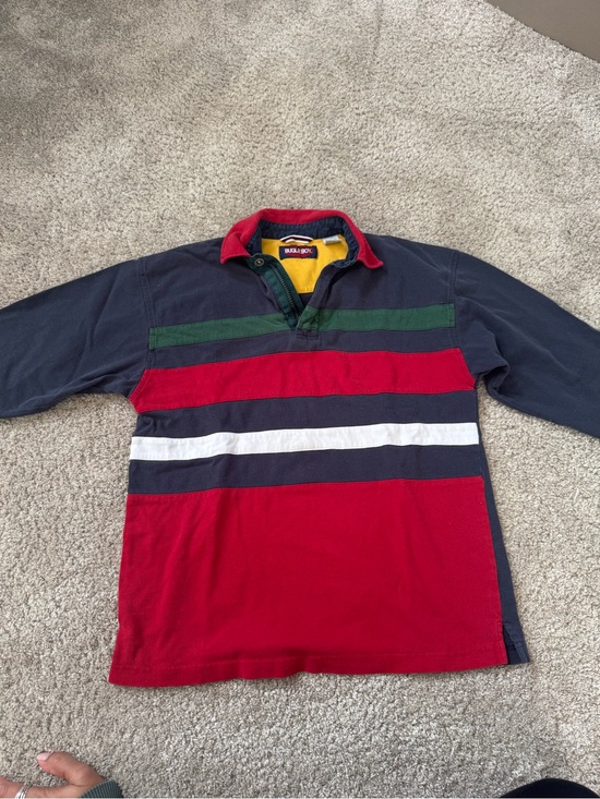 Bugle Boy Other - Vintage Bugle Boy Navy, Red, Green & White Striped Rugby Polo